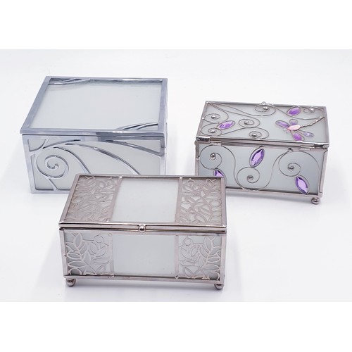 287 - GLASS TRINKET BOXES (3)