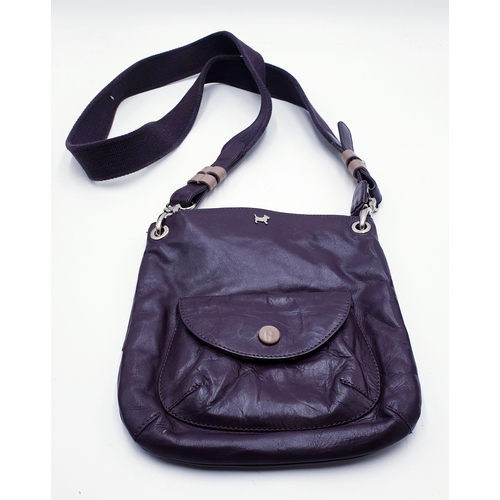 308 - RADLEY PURPLE LEATHER LADIES BAG With SHOULDER STRAPS And SIDE POCKET