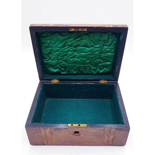 332 - WOODEN/INLAID CHEST TYPE JEWELLERY BOX