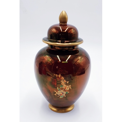 350 - CARLTON WARE 13cm TEMPLE JAR And COVER IN THE ROUGE ROYALE DESIGN