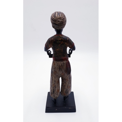 402 - BRONZE Large 26.5cm (Cold Painted) BLACKAMOOR FIGURINE With TRAY (Old).
(Blackamoor is a type of fig... 