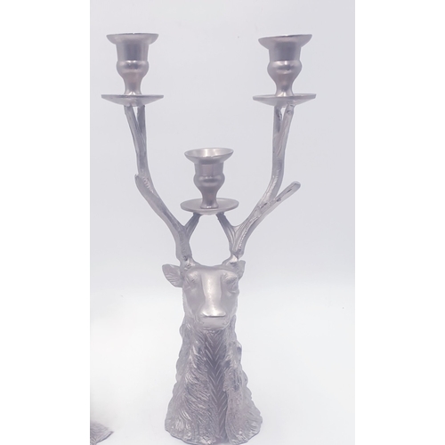 430 - STAGS HEAD Extra Large 38cm CANDLE HOLDER Plus STAGS HEAD TRAY