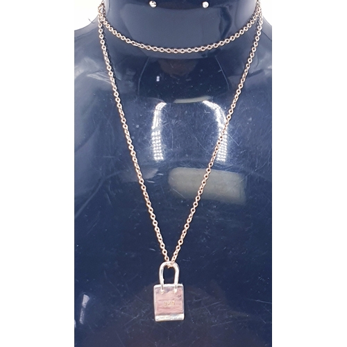 456 - SILVER (925) 46cm NECK CHAIN (With Lobster Claw Clasp) And HAND BAG PENDANT