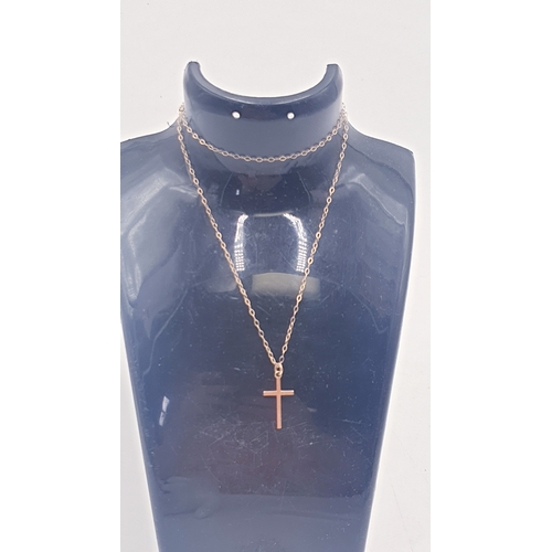 223 - 9ct GOLD (375) CROSS PENDANT ON A 46cm NECK CHAIN (Total Weight 1.2 Grams)