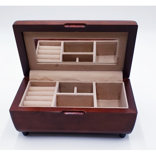 568 - POLISHED WOOD TWO TONE JEWELLERY BOX