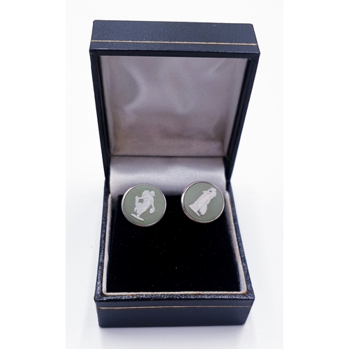 570 - WEDGWOOD GREEN JASPER /SILVER EARRINGS