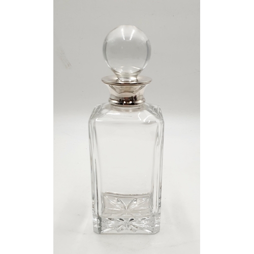 774 - CRYSTAL DECANTER With STERLING SILVER COLLAR By Carrs