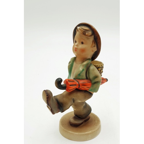 779 - GOEBEL PORCELAIN 13.5cm CHARACTER FIGURINE OF A YOUNG BOY With UMBRELLA