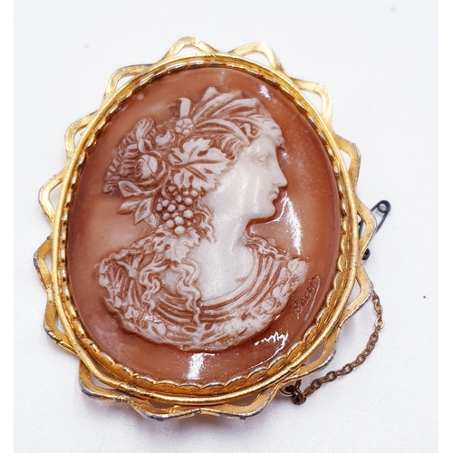 799 - CAMEO 7cm BROOCH (Complete With Safety Chain)   (Old)