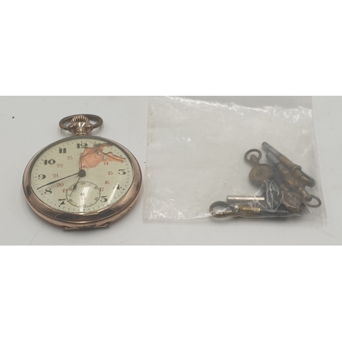 505 - YELLOW GOLD CASED POCKET WATCH (Working Order ,But Needs Face) TOGETHER WITH A COLLECTION OF FOB WAT... 