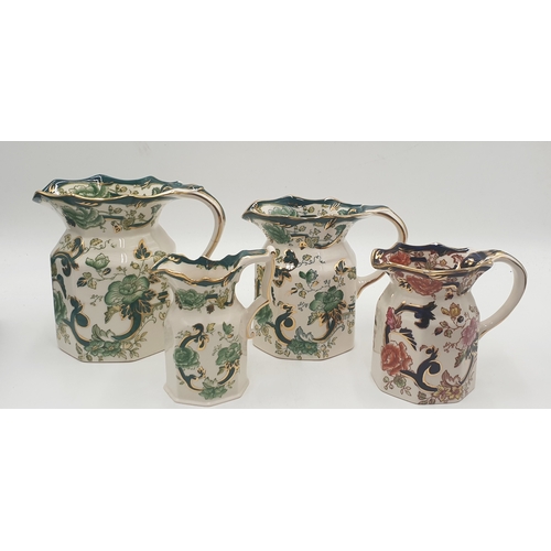 521 - MASON'S IRONSTONE JUGS (4) IN THE CHARTREUSE And MANDALAY DESIGNS