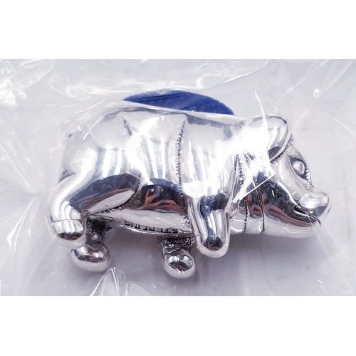 34 - SILVER (925) 3.5cm PIN CUSHION FASHIONED AS A PIG