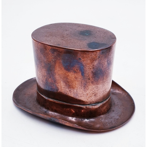 36 - GEORGIAN 13cm x 7cm COPPER LINED Miniature BOWLER HAT