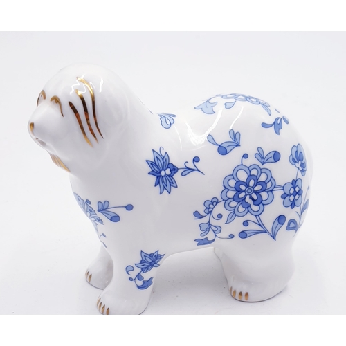 39 - MINTON CHINA PAPERWEIGHT FASHIONED AS AN OLD ENGLISH SHEEPDOG IN THE SHALIMAR DESIGN