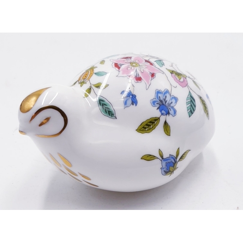 40 - MINTON CHINA PAPERWEIGHT FASHIONED AS A QUAIL IN THE HADDON HALL DESIGN