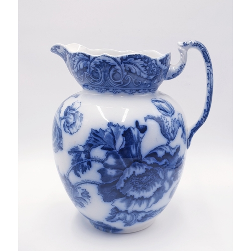 42 - GRIMWADES (England) BLUE/WHITE Extra Large 42cm Dia CHAMBER BOWL & 28cm JUG IN THE POPPEA DESIGN.
 (... 