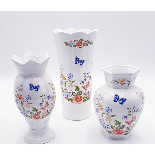 86 - AYNSLEY CHINA VASES (3) (Tallest Being 25.5cm)