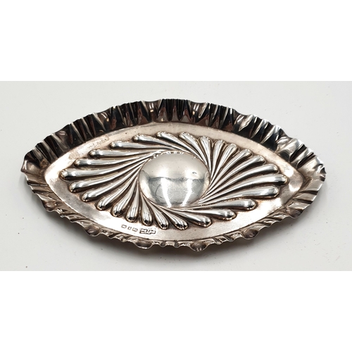 91 - SOLID SILVER 12.5cm x 7.5cm TRAY (Fully Hallmarked For Birmingham 1890)