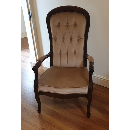 130 - WOODEN/UPHOLSTERED HIGH BACK CHAIR (Please Note This Lot WILL NOT BE PACKED OR SHIPPED....COLLECT ON... 