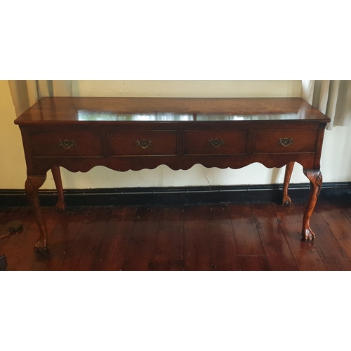 139 - WALNUT 167cm x 51cm x 81cm FOUR DRAWER CONSOLE TABLE With CABRIOLE LEGS And CLAW & BALL FEET (Please... 