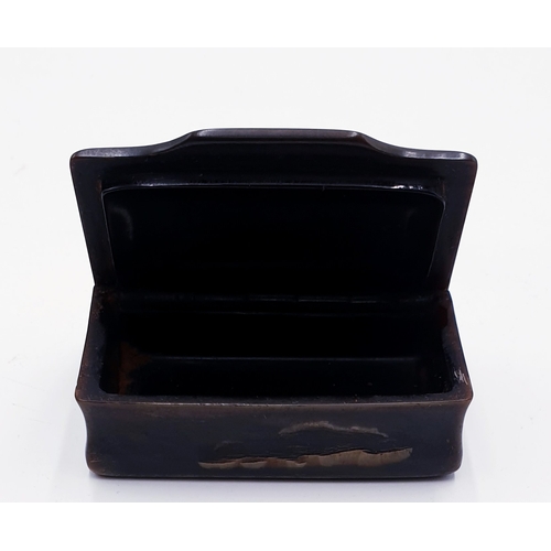 HORN 8 cm INLAID SHELL SNUFF BOX (Early 19th Century) (Rare)