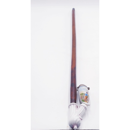 240 - DUTCH CERAMIC (Hand Painted) LONG STEMMED SMOKING PIPE With HINGED LID (Old) (Please Note This Lot W... 