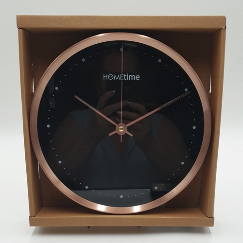 333 - HOMETIME Large 25cm Dia COPPER FINSH  WALL CLOCK (W7325C)) (As New,Original Box)