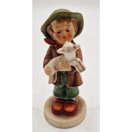 388 - GOEBEL/HUMMEL PORCELAIN 11cm CHARACTER FIGURINE OF A BOY With LAMB