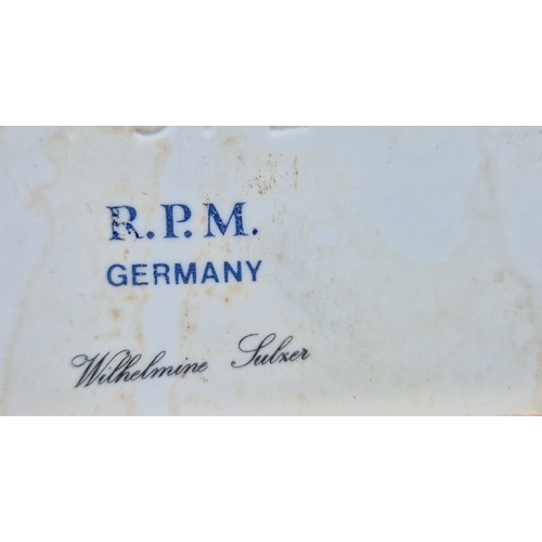 403 - CERAMIC 25cm x 18cm TILE DEPICTING THE PORTRAIT OF WILHELMINE SULZER By Mr Karl Joesph.MOUNTED IN A ... 