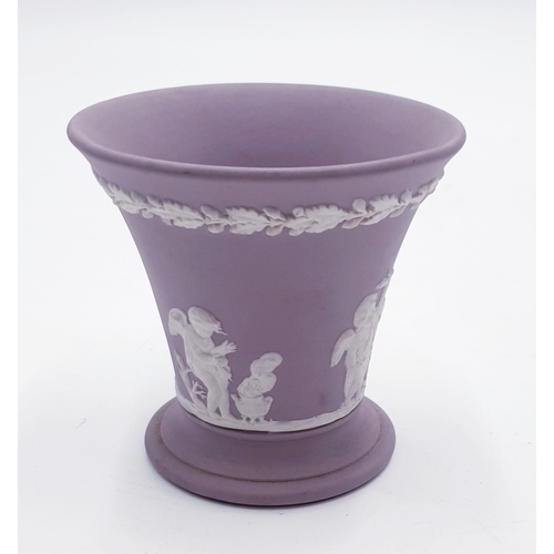 486 - WEDGWOOD LILAC JASPER WARE 8cm VASE