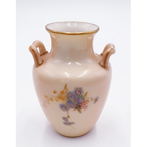 488 - ROYAL WORCESTER 8.5cm BLUSH IVORY (Hand Painted) VASE c1905