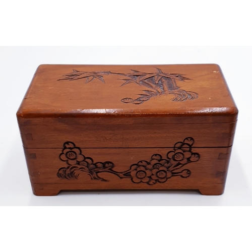 490 - CAMPHER WOOD 20cm x 10cm x 10cm JEWELLERY BOX c1950s