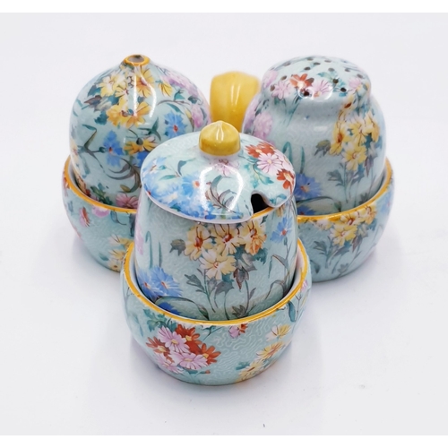 495 - SHELLEY CRUET SET IN THE MELODY CHINTZ DESIGN