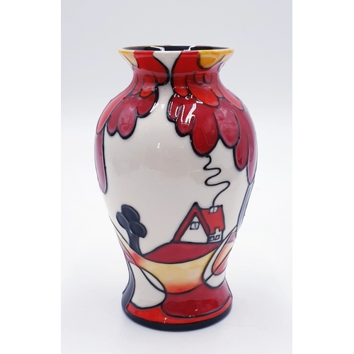 508 - OLD TUPTON WARE 15cm TUBELINED VASE IN THE NOON DESIGN By Jeanne McDougall (Product Code 6516)