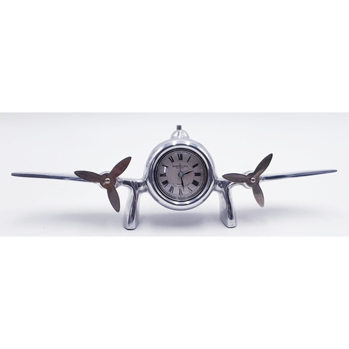 517 - METAL Large 35cm AREOPLANE NOVELTY CLOCK