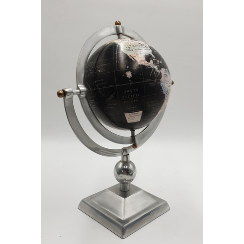 520 - CHROME Large 36.5cm DESK GLOBE