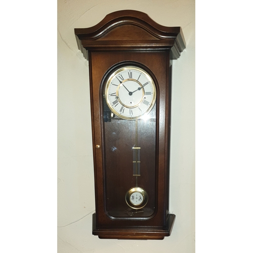 528 - WOODEN CASED WALL CLOCK (Key And Pendulum) (Please Note This Lot WILL NOT BE PACKED OR SHIPPED....CO... 