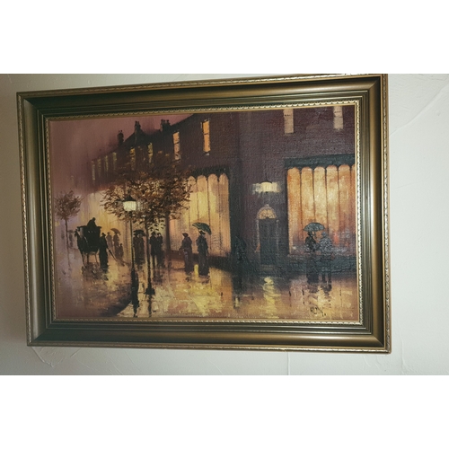 538 - OIL PAINTINGS (2) OF VICTORIAN STREET SCENES By Artist Mr Barry Hilton (One Being 88cm x 63cm The Ot... 