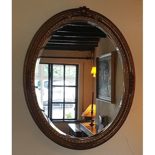 539 - GILT FRAME Extra Large 106cm x 83cm OVAL BEVEL EDGE MIRROR (Please Note This Lot WILL NOT BE PACKED ... 