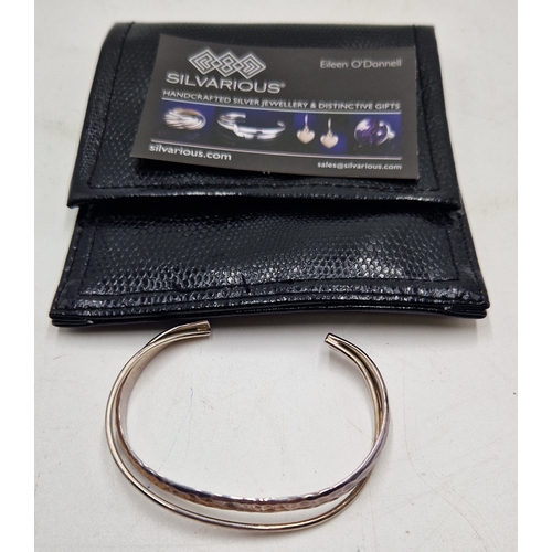 577 - SILVER (925) DOUBLE BANGLE (Hand Crafted By Silvarious) With CASE  & CARD