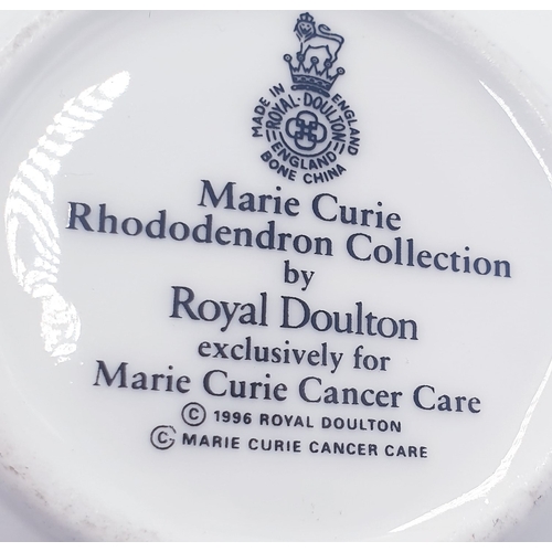 595 - ROYAL DOULTON CHINA 6cm LIDDED POTS (2) IN THE RHODEDENDRON DESIGN