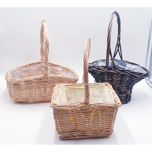 602 - WHICKER BASKETS (3) (Tallest Being 39cm) (Please Note This Lot WILL NOT BE PACKED OR SHIPPED....COLL... 