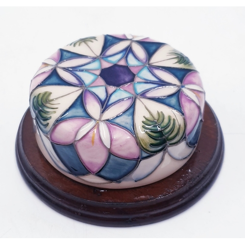 8 - MOORCROFT PAPERWEIGHT 8cm Dia ON WOODEN PLINTH