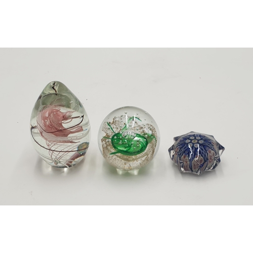 695 - GLASS PAPERWEIGHTS (3)