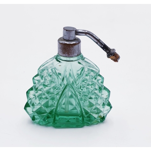 712 - URANIUM GLASS ? Small 5cm PERFUME BOTTLE c1920s