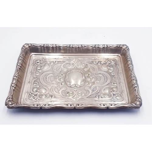 748 - BRASS ART NOUVEAU Large 26.5cm x 20cm CARD TRAY