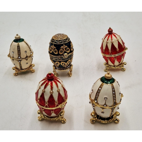 755 - METAL/ENAMEL EGG TRINKET BOXES (5)