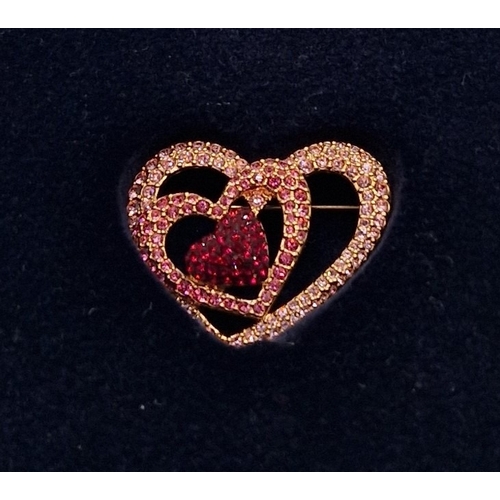 775 - SWAROVSKI CRYSTAL HEART SHAPED BROOCH  (Original Box)