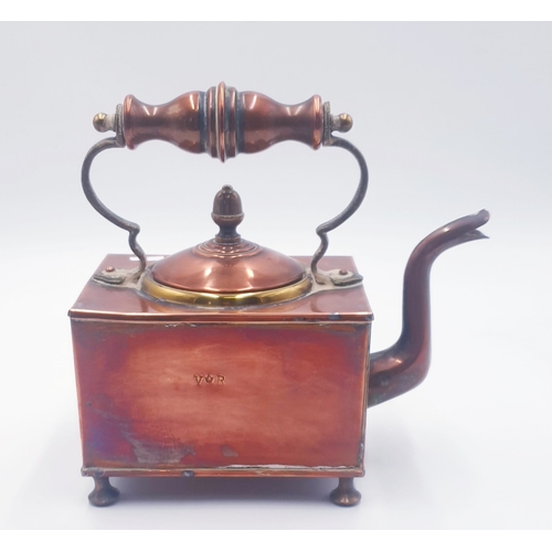 791 - COPPER/BRASS VICTORIAN/EDWARDIAN SQUARE KETTLE