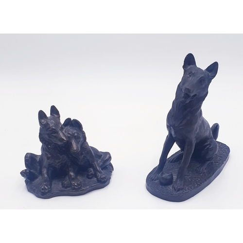 801 - COLD CAST BRONZE MODELS OF TWO GERMAN SHEPHERDS